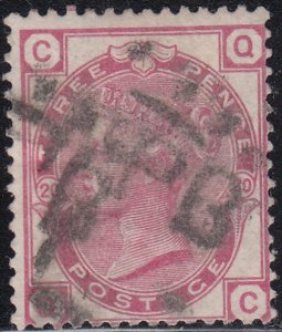 Great Britain 1873-80 used Sc 61 3p Victoria Plate 20 Position QC