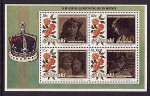 Aitutaki-Sc#376a- id7-unusd NH sheet -Queen Mother-85th Birthday-1985-