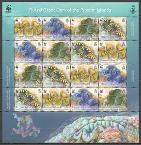 Ft104 2012 Pitcairn Islands Wwf Fluted Giant Clam Michel 50 Euro #865-8 1Sh Mnh