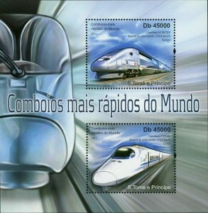 The World Fastest Trains Stamp Transportation V150 TGV S/S MNH #4818-4819/Bl.822