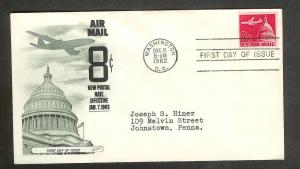 UNITED STATES FDC 8¢ Airmail Coil 1962 Fleetwood
