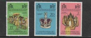 NEW HEBRIDES, FRENCH #233-235 1977 QEII 25TH ANNIV. MINT VF NH O.G aa