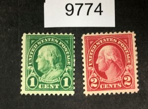 MOMEN: US STAMPS #552,554 MINT OG H LOT #9774