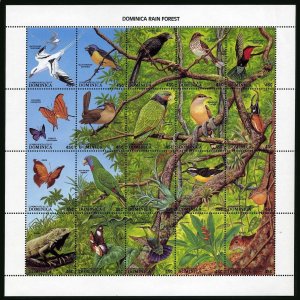 Dominica 1085 at sheet,MNH.Michel 1091-1116. Rain Forest Flora,Fauna,1988.