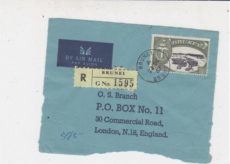 Brunei 1967 Airmail Registered Brunei Stamps Cover FRONT Ref 33230