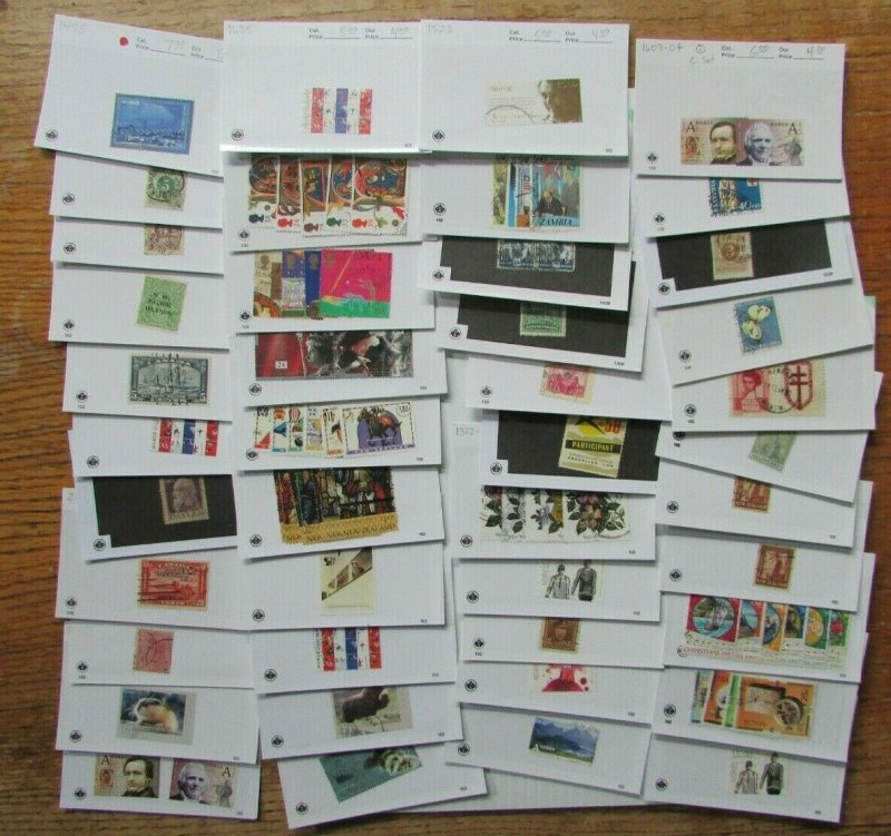 Worldwide asst lot 43 cards Used stamps CV approx. $200 F-VF average  No junk