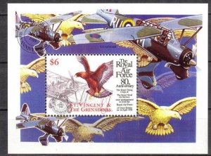 St. Vincent and The Grenadines 1998 Military Aviation Royal air Force Birds MNH