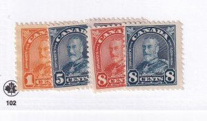 CANADA # 162,169-172 MNH KGV LEAF ISSUES CAT VALUE $132