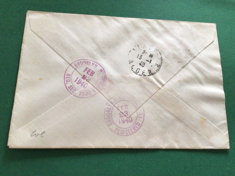 Algeria 1940 to Brooklyn worlds fair set  stamps postal cover Ref 62385 