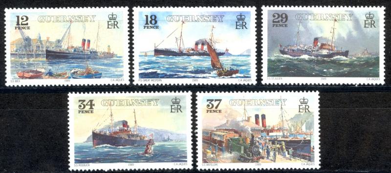 Guernsey Sc# 411-415 MNH 1989 Great Western Railway Steamer Service