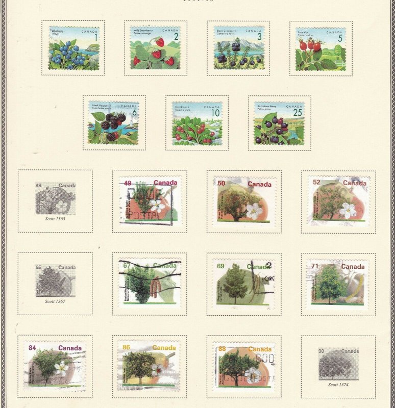 CANADA   ^^^^^1991-95   used collection( Wild berries,TREES)  @ xdca112xxbca112