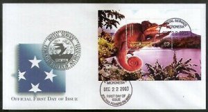Micronesia 2003 Chameleon Reptiles Wildlife Animals Sc 577 M/s FDC # 16869
