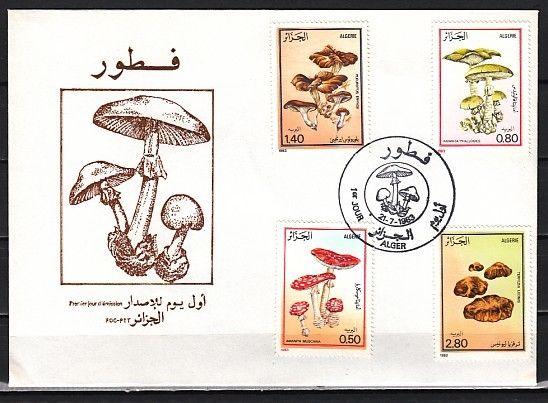 Algeria, Scott cat. 716-719. Various Mushrooms issue. First day cover. ^