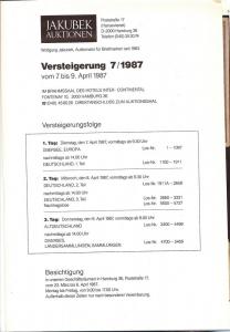 Jakubek: Sale # 7  -  Jakubek - Hamburg . Auktion 7/87, J...