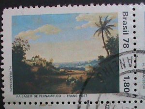 BRAZIL-1978 SC#1592 PAINTING OF PURNAMBUCOBY FRANS POST-FANCY CANCEL-BLOCK VF