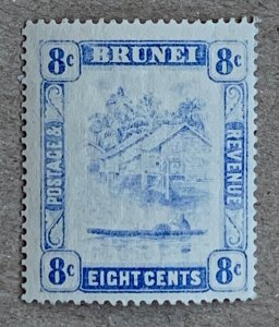 Brunei 1916 8c ultramarine. Worn plate, light color.  Scott 26 CV $8.00.  SG 50