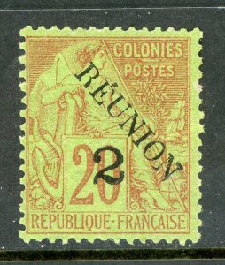 Reunion 1891 French Colonial OP 02¢/20¢ Red Scott #33 Mint T518