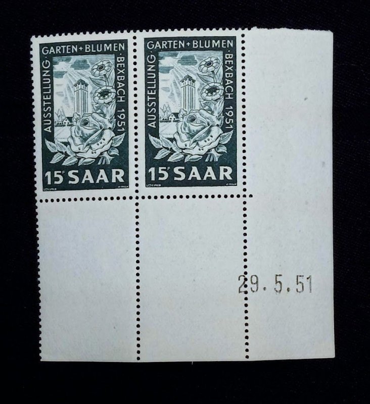Saar 1951 - 307 Br - Pair of 2 - MNH