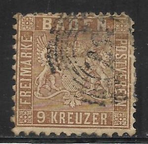 Baden - Scott #23 9Kr Brown, Fine - Used, SCV=$30.00