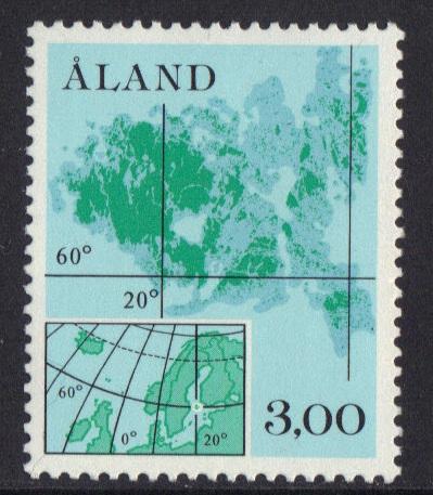 Aland islands  #17  MNH  1984  definitive set 3m   map