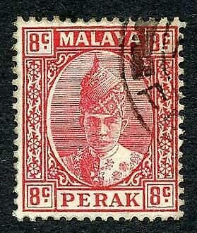 Perak SG36 8c Scarlet fine used Cat 90 pounds