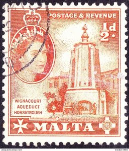 MALTA 1956 QEII ½d. Orange SG267 FU