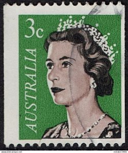 AUSTRALIA 1966/7 QEII  3c Black, Light Brown & Green Coil Stamp SG404 FU