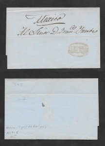 SE)1855 MEXICO, PRE-PHILATELY, TEPEJI DEL RÍO IN RED, COMPLETE CIRCULATED LETTER