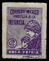 Mexico #RA8 Used VLH; 5c Mother & Child - Postal Tax (1929)