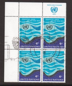 United Nations  New York  #215  cancelled 1971  block  peaceful uses of seabed