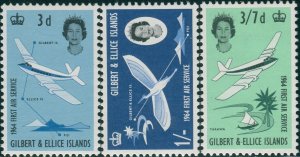 Gilbert & Ellice Islands 1964 SG82-84 First Air Service set MNH