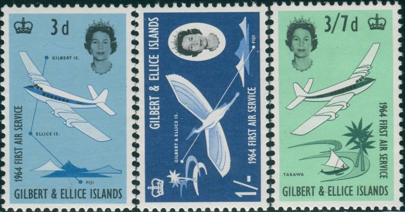 Gilbert & Ellice Islands 1964 SG82-84 First Air Service set MNH 
