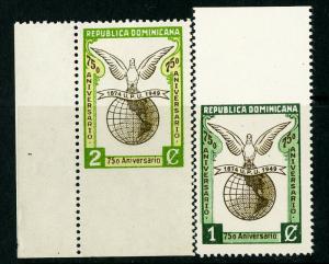 Dominica Republic Stamps # 433-434 VF OG NH Imperf Top Imperf Bottom