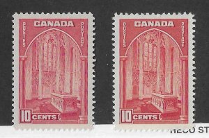 Canada Sc #241, 241a  10c( the 2 shades)    LH VF