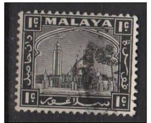 Malaya Selangor 1935 - scott 45 used - 1c, Mosque 