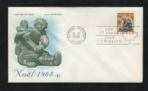 Canada 1968 6c Christmas  #489   FDC Rosecraft-A  cachet unaddressed