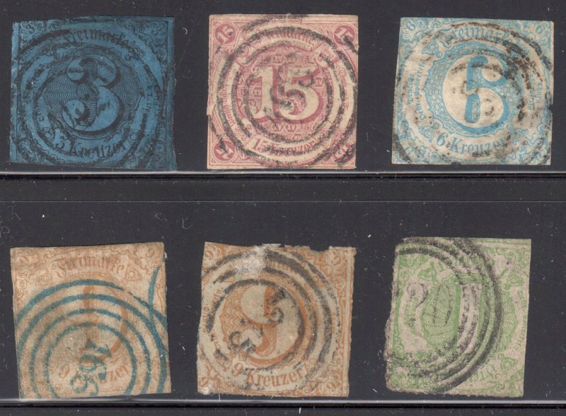 Germany (Southern District) #48, 51, 54, 55 x 2, 60 USED and all with usual faul