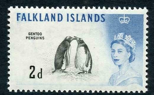 Falkland Is SG193a 2d black and deep blue U/M