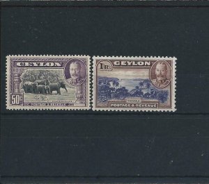 CEYLON 1935-36 50c & 1r VALUES BOTH MM SG 377/378 CAT £57