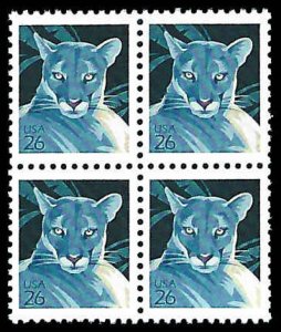 PCBstamps   US #4137 Block $1.04(4x26c)Wildlife-Florida Panther, MNH, (9)