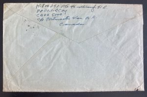 1952 CAPO 27 in Yongson Korea OAS Cover to Vancouver Canada Korean War