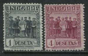 Spanish Andorra 1929 1 and 4 pesetas mint o.g. hinged