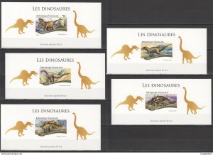 Lx466 Imperf 2015 Togo Animals Dinosaurs Uv Cardboard 5Bl Mnh