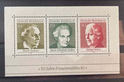 (4662) GERMANY 1969 : Mi# BLOCK 5 WOMEN'S SUFFRAGE 50TH ANNIV - MNH VF S/S