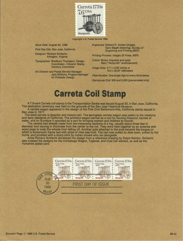 US SP769 Carreta Souvenir Page #2255