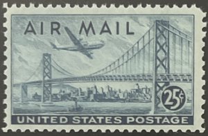 Scott #C36 1947 25¢ Plane over San Francisco-Oakland Bay Bridge MNH OG
