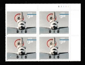 US SCOTT#3261 1988 $3.20 SPACE SHUTTLE PLATE BLOCK U/R #B111 - MNH