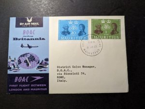 1962 Mauritius Airmail First Flight Cover FFC to Rome Italy BOAC Britannia