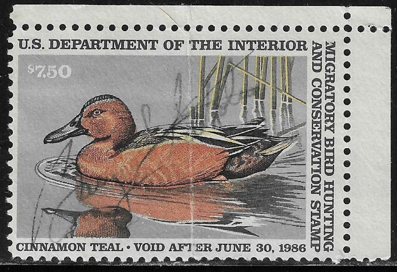 Scott # RW52  Lot E388  $7.50  Migratory Bird Hunting Stamp  Used