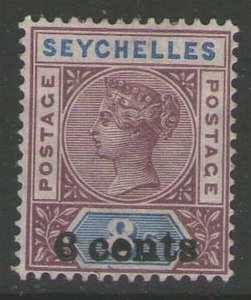 Seychelles 1901 Sc 32 O/Print error cents MH